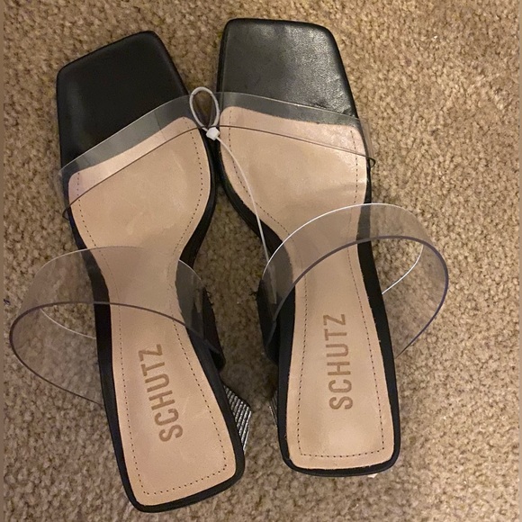 Schutz Womens Ariellen Embellished Block Heel Slide Sandals - Picture 3 of 5